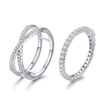 Silver Jewelry Ring Set With Diamonds